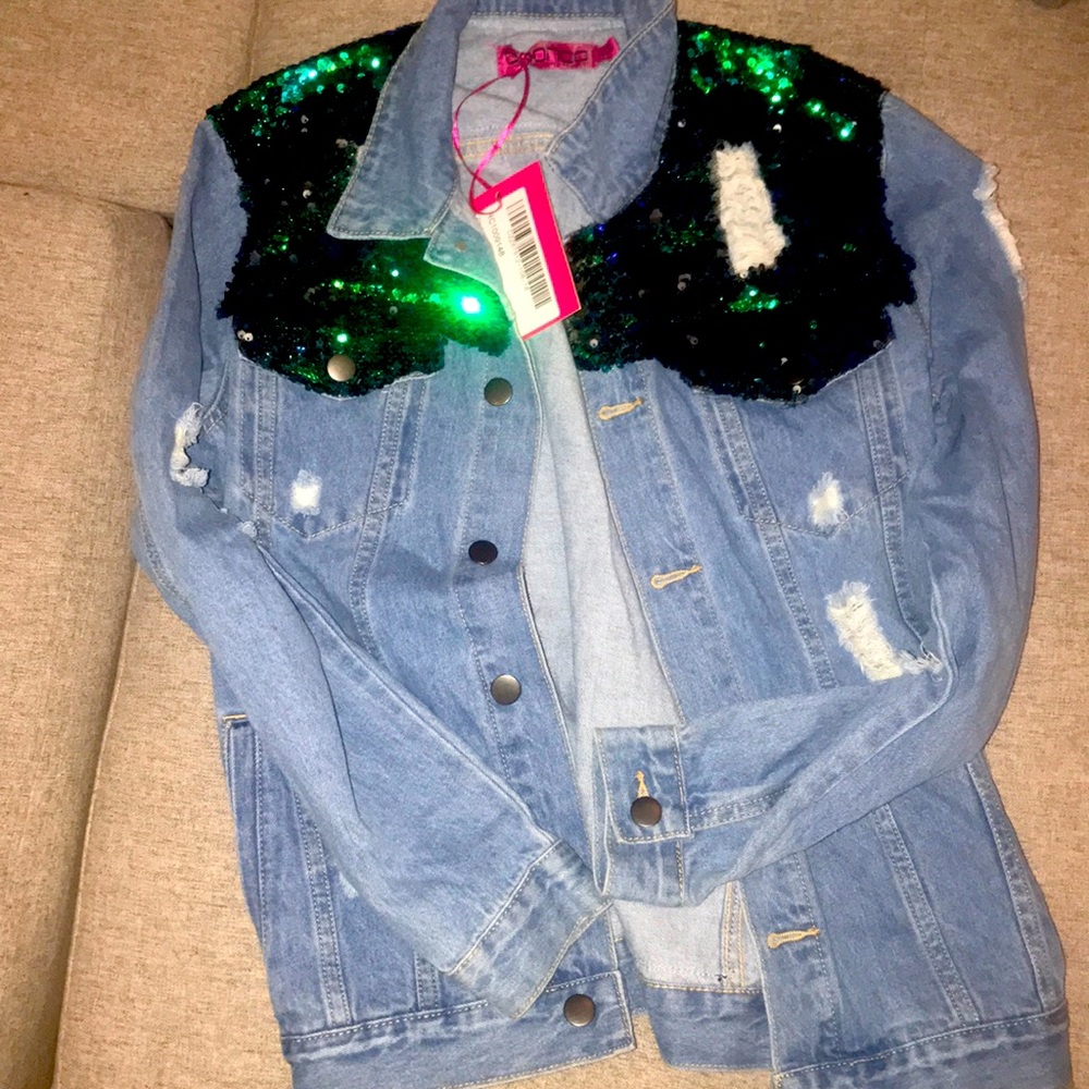 BooHoo Denim sequin jacket size US 4